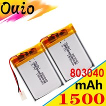 전기 자전거 배터리 2pcs 803040 3.7v 1500mAh 리튬 이온 Lipo 셀 리튬 리튬 포 폴리머 충전식 배터리 블루, 01 2pcs