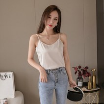 새틴 끈 나시 이너 실크 민소매 블라우스 1T715