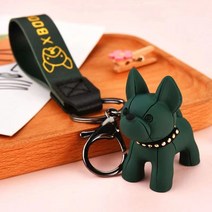 진양오픈마켓 불독 강아지 자동차 키홀더 열쇠고리 가방걸이 키링, 그린