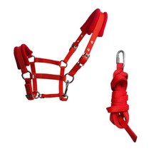 헤비 듀티 말 고삐 고삐 Headstall Halter 두꺼운 승마 액세서리 조절 가능 3M 길이 부드러운 스폰지 쿠션 말 유도, 면, S 사이즈 레드