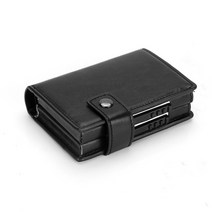 특이한 카드 지갑 홀더 가죽 더블 메탈 신용 빈티지 케이스 자동 머니 현금 클립 미니