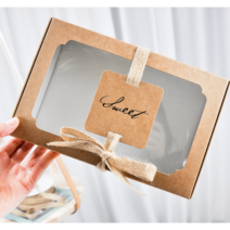 투명창 크라프트 상자 쇼핑백포함, 크라프트 상자+ 마끈+태그+종이백