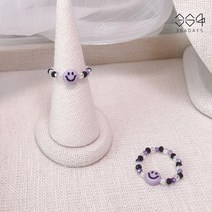 364days 연보라 스마일 반지 엄마랑 아이랑 커플반지 보라색 어린이 비즈반지 초등학생반지 조카선물 레이어드 사이즈 선택가능