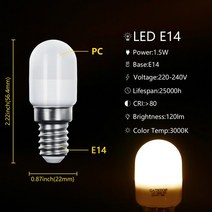 집어등 자동차보조조명 헤드라이트 전조등 미니 LED 전구 E14 1.5W 230V SMD2835 냉장고 램프 1 10 개 장식용 아주 밝은 스트로보 스코프 없음 따뜻한 백색광, 02 E14 1.5W 3000K