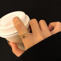 순금쌍가락지 매력 두 가지 색상 올리브 나무 잎 여성을 위한 오픈 반지 소녀 결혼 조정 가능한 너클 손가락 보석