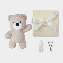 러블리 포슬 곰돌이 베어 석고 방향제 + 리필오일 + 클립 + 선물상자, 베이지, 손든곰돌이, 러브미