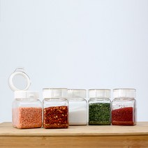 [실리쿡] 양념보관용기세트(원터치 냉장고수납용기 사각 300ml 5개), 상세 설명 참조, 상세 설명 참조