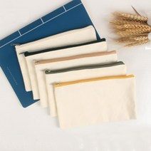 다용도 순면 캔버스 지퍼 베이직 무지 기본 납작 파우치 DIY 자수 퀼트 바느질 꾸미기 제작 만들기 공방 캔퍼스 랜덤 색상 19.5X11cm, 23x9cm