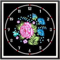 푸아이 3D 보석십자수 모란 시계 50x50 DIY 거실 사무실 집들이 개업선물 인테리어 소품+행운십자수(30x30)PW684, 1세트, Type_A