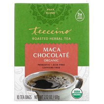 Teeccino 유기농 로스트 허브티 마카 초콜릿 무카페인 티백 10개 60g 212oz, 10 개