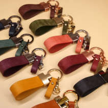 이태리 푸에블로 소가죽 양면 무료각인 번호판 키링, 흑니켈새틴, 블랙