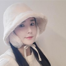 보기플레이 여성 골프 겨울 모자 방한 귀마개 귀도리 털모자 이어밴드 이어워머 벙거지 버킷햇, 아이보리