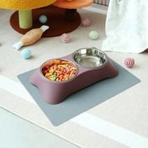강아지 고양이 식기 밥그릇 식기매트 A핑크+매트, B.레드+매트