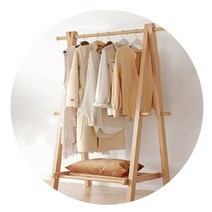 느티나무 목재 흘러내림 방지 스탠드 옷걸이(80cm) (오크)
