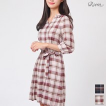 로엠 셔츠형 체크 원피스 RMOW93801A