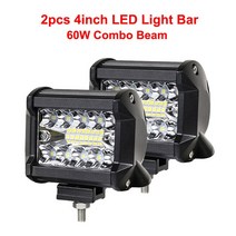차량용 보조등 안개등 라이트 바 조명 ANMINGPU-4 인치 7 60W 120W LED 라이트 바 트럭 자동차 트랙터 SUV 4x4 보트 ATV 콤보 작업등 오프로드 운전 안개등, [01] 2pc 60W LED BAR