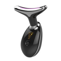 얼굴홈케어 눈가 주름 리프팅 가정용 목얼굴 뷰티 마사지 장치 LED 광자 치료 주름 방지 이중턱 피부 조, 04 Black No box, [04] Black No box