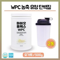 단백질 쉐이크 WPC 농축 유청 단백 분말 운동후 헬스 보충제 아미노산 아르기닌 혼합 비타민 미네랄 가루 함유 프로틴 파우더 식사대용 근육 만들기 보조제, 2세트, 농축 유청단백 500g 요거트