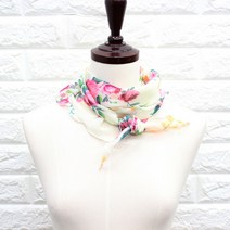 빨간초코 국산 쁘띠 봄꽃 미니 플라워 삼각 스카프 나염 여성