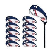 Craftsman Golf US 플래그 네오프렌 골프 클럽 헤드 커버 캘러웨이 핑 테일러메이드 코브라 등을 위한 웨지 아이언 보호, White Blue
