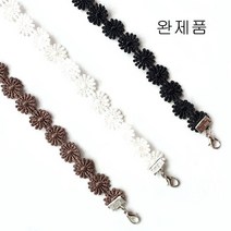 [청라핸즈] 마스크 인견국화꽃레이스 목걸이줄 완재품(성인용), 백아이보리