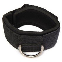 Ankle Strap D-ring Multi Cable Attachment Thigh Leg Pulley Gym Weight Lifting, 검은색