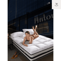 5성 호텔 울트라 소프트 구스 토퍼 쿠션 10cm 화이트, 슈퍼싱글 침대, 카멜색 5센티