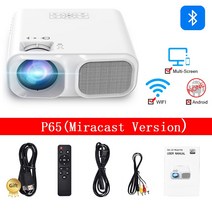 미니 빔프로젝터 Salange P65 프로젝터 4K 지원 1920*1080 LED 홈 시어터 스마트 폰 캐스트 비머 비디오 게임 대형 스크린, [01] Miracast version, [04] 영국 플매트 카펫 러그
