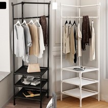 코너형 스탠드 고정 옷걸이 행거 3단, 화이트3단