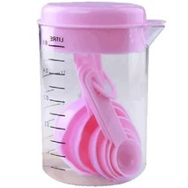 Unionvicky 플라스틱 메저링 계량스푼 컵 포함 7종 세트 핑크, 1개