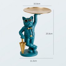 멋진 개 조각 불독 장식 입상 저장 트레이 동전 은행 입구 키 스낵 홀더 현대 미술 동상 홈, Green E_CHINA