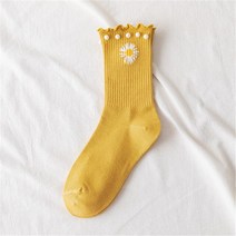 여성 양말 일본 데이지 카와이 코튼 JK 진주 스위트 캔디 컬러 크루 핑크