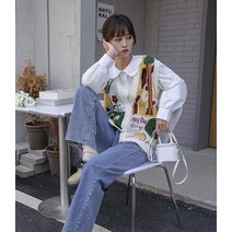 에프디 민소매 니트 나시 여자 박시 니트