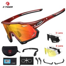 X-TIGER 사이클링 선글라스 야외 스포츠 남성 여성 안경 UV400 MTB 자전거 액세서리 고글, CHINA, 5 Lens, 12 XTS12