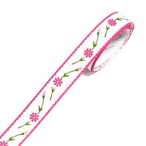 (주)아트인 핑크플라워 골직리본(16mm-90cm), 화이트