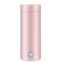 따뜻하게 데워주는 휴대용 전기 텀불러 여행 끓는 물 온도유지 400ml, 분홍색, 유럽 ​​연합