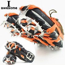 그물 스파이크 18 치아 스틸 아이스 그리퍼 신발 미끄럼 방지 등산 하이킹 스노우 아이젠 클리트 그립 부츠 커버, 블랙 m eu 35-40