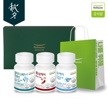 풀무원 효도 선물세트(루테인 홍삼 알티지오메가3)+ 쇼핑백 증정 눈건강 면역력 증진 혈행개선 혈중중성지질개선, 1 BOX