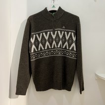 [행복한백화점][그린조이][그린조이] 울혼방 하이넥 반집업 니트 카키 남성 GF22SL21M