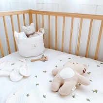 [신생아방수요미니] 마롤로뜨 신생아 방수요 코튼 아기 방수 패드 유아 침대 매트, 프린팅 면 방수 패드 - 싱싱올리브 S(40x60)