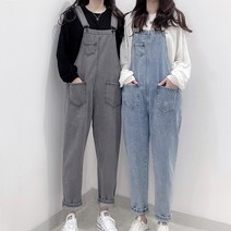 매일리룩 여성 청 멜빵바지 데님 점프수트 오버롤 팬츠