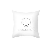 mirmall_스마일 쿠션 커버 45cm 화이트 인테리어 소품 방석 용품 등받이 사각 소파 패브릭 쇼파+★★★★★, 이상품구매해요