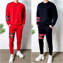 루즈핏 오버핏 배색 포인트 맨투맨 조거 팬츠 트레이닝 세트
