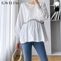[귈림] (귈림) 물결 진주배색 포인트 블라우스(GAFKN048P)
