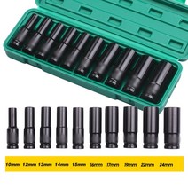 인펙 에어임팩 렌치 10/20pcs 1/2 "드라이브 메트릭 충격 소켓 유니버설 딥 세트 렌치 공기 공압 수리, 01 10PCS Set