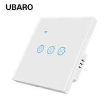 전동커튼 UBARO Eu/Uk Tuya Wifi 스마트 커튼 터치 스위치 유리 패널 Google 홈 Alexa 음성 제어 블라인드 롤러 모터 1800W