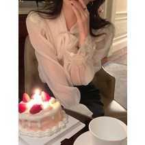 벌룬 소유진 력셔리 정소민 소매 박주미 이시영 쉬폰 왕리본 블라우스 여름 리본 신민아 샤틴