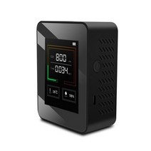 가스 일산화탄소 감지기 디지털 CO2 미터 실내 공 모니터 이산화탄소 TVOC 테스터 온도 습도 공기 분석기 4 in 1, Black