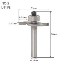 1/4 "생크 고품질" T 비스킷 조인트 슬롯 커터 조인트/슬로팅 라우터 비트 목재 작업, 02 NO2