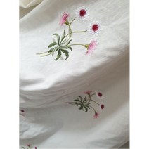헤인천 대폭 20수 광목 무궁화자수 워싱원단 패치 커텐 원단, 광목색 1줄 (자수5개)